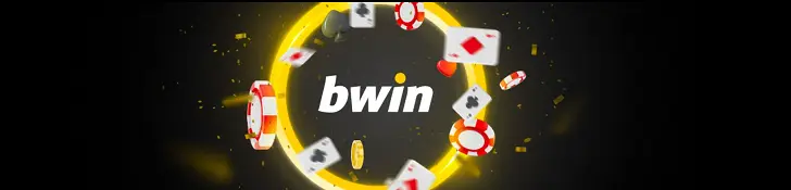 Visuel promotionnel Bwin poker avec jetons, cartes et logo bwin illustrant l’univers du poker en ligne