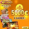 Visuel promotionnel MadWin mettant en avant un jeu à gratter en ligne avec 5 000 € à gagner et inscription gratuite
