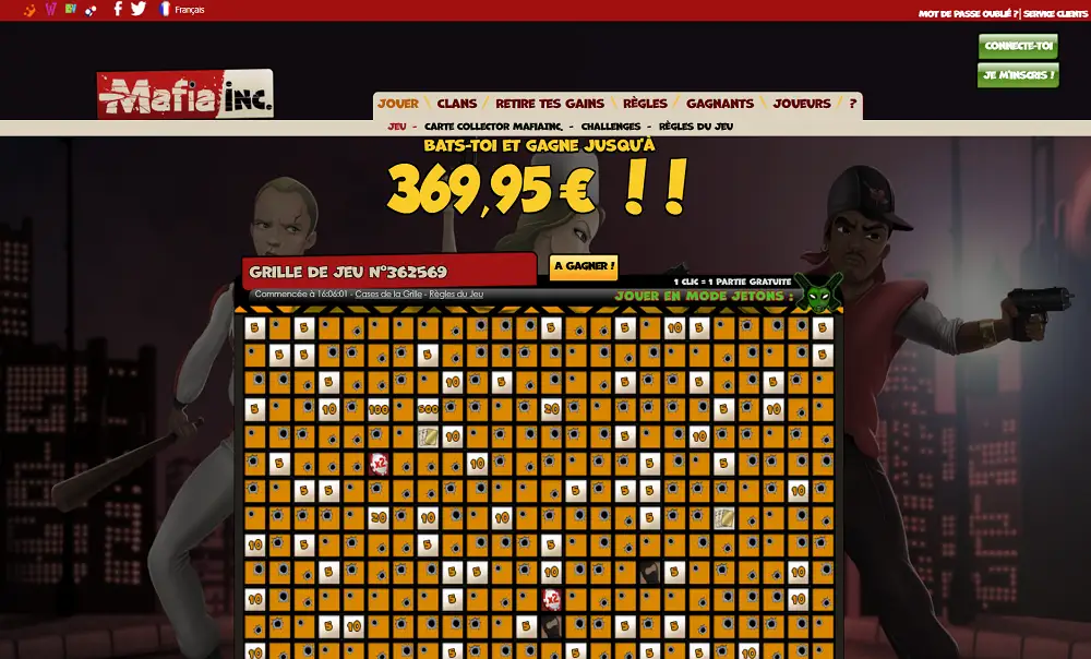 Visuel de la page d'accueil de Mafia Inc