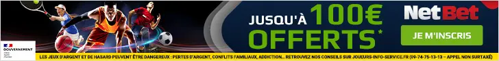 Bannière promotionnelle de paris sportifs Netbet avec offre de bonus jusqu'à 100€