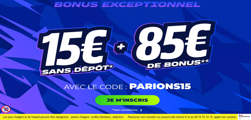 Bonus de bienvenue unique Parions Sport